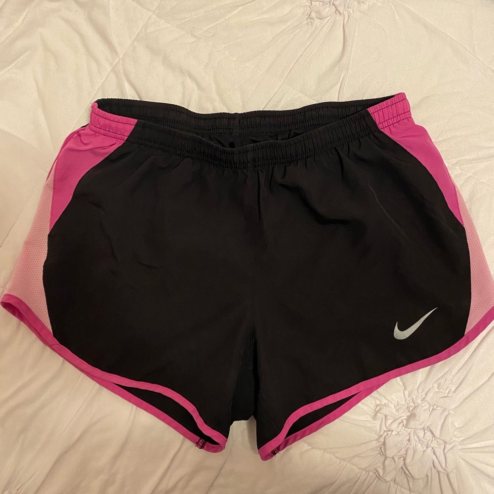 Nike Black and Pink Athletic Shorts with Moisture-Wicking Fabric
